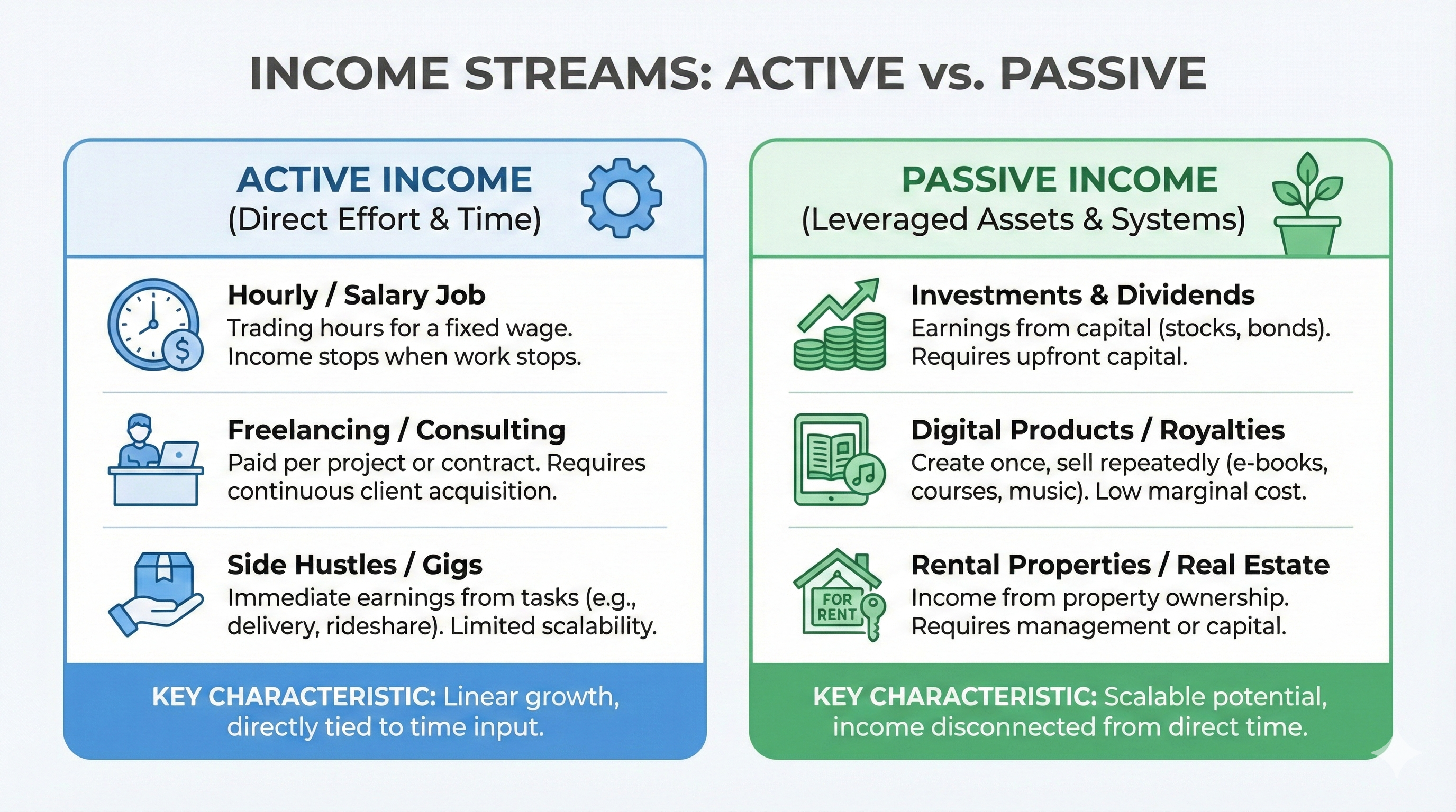 Active income vs passive income comparison
